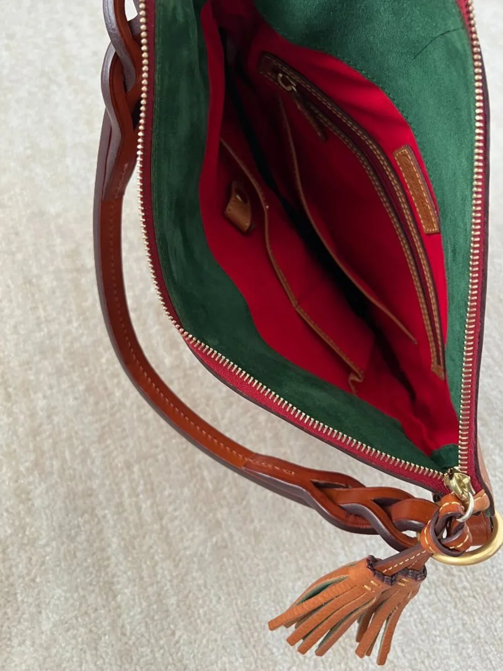 Dooney & Bourke Florentine Leather Twist Strap Hobo Shoulder Bag